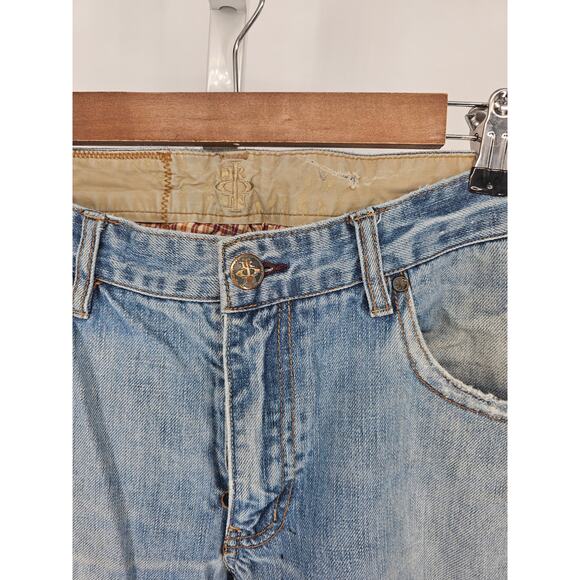 Vintage Y2K Iron Jeans Men Sz 32x30 Light Wash Distressed Blue Jeans Flap Pocket - Picture 3 of 7